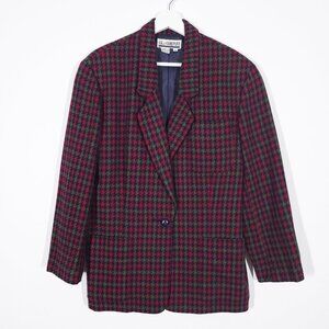 Vintage Houndstooth Wool Blend Blazer